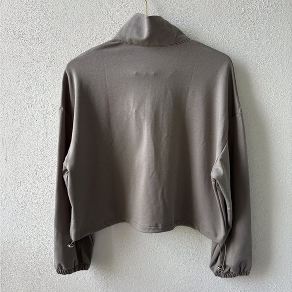 FKEEP Quarter Zip Long Sleeve Boxy Pullover Gray Size L Drawstring at Bottom NWT - Picture 2 of 14